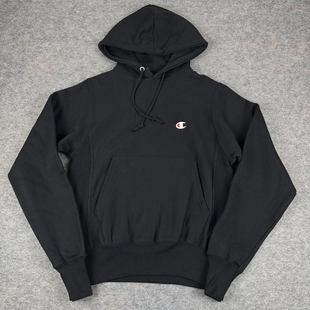 Champion Reverse Weave Hoodie Pullover Heavyweight Black Mens XS